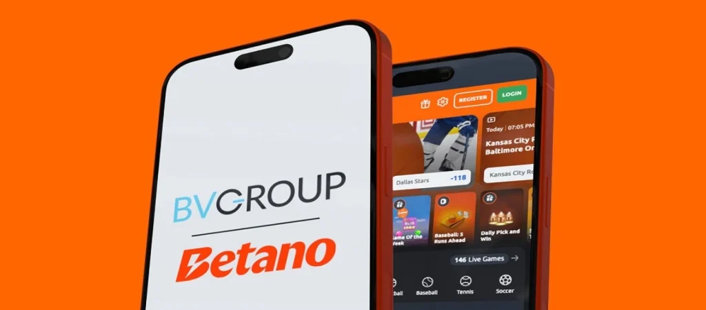 Banner met 2 telefoons met app betano.