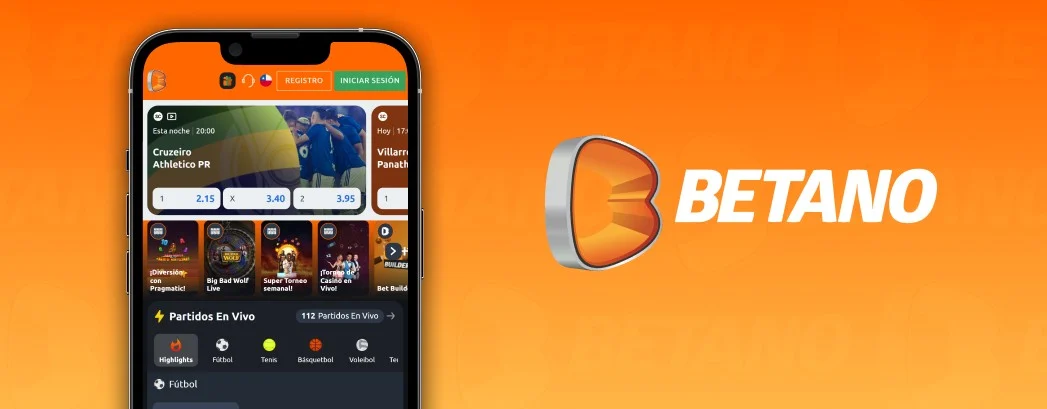 Promobanner voor Betano-app met telefoon.