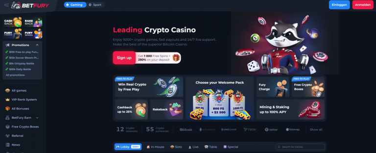 Sito ufficiale del casinò Betfury.