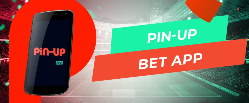 Pin-up Banner Bet App with phone and logo of casino.