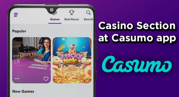 Aplicación de casino Casumo con los juegos disponibles.