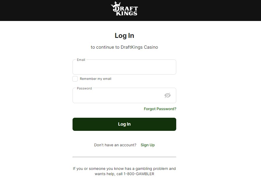 Draftkings in das Konto einloggen.