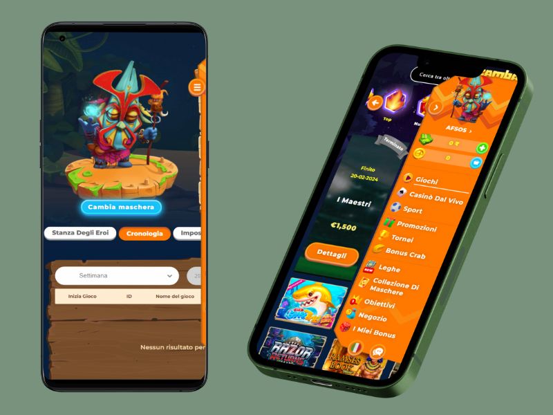 Wazamba-App auf zwei Handys gestartet.