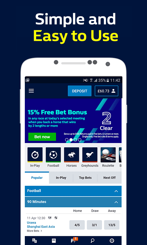 William Hill mobile App Bild.