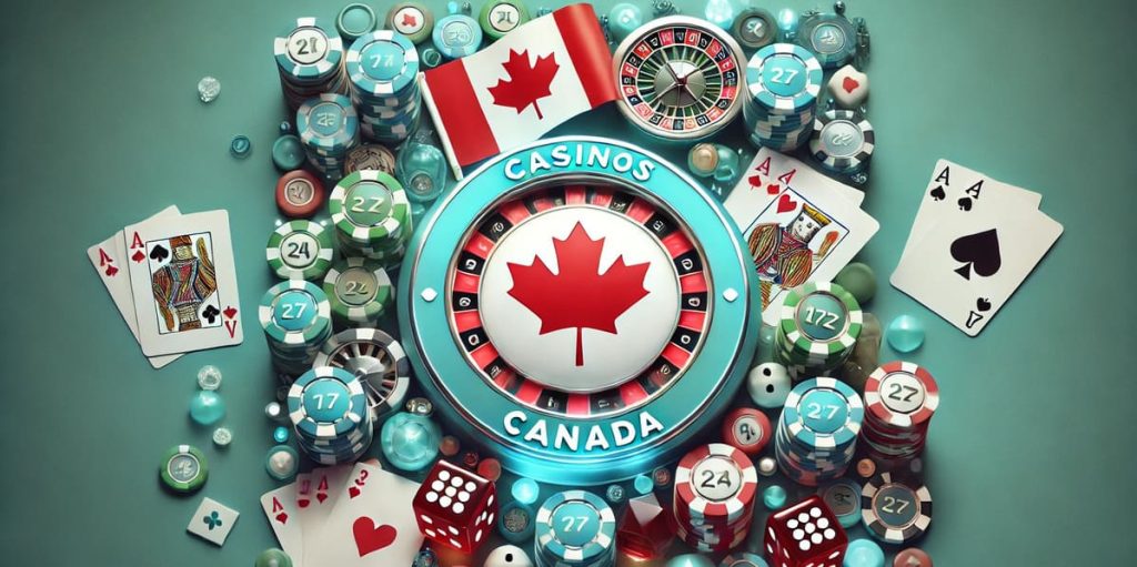 Casino Apps Canada collage with roulette and flag.