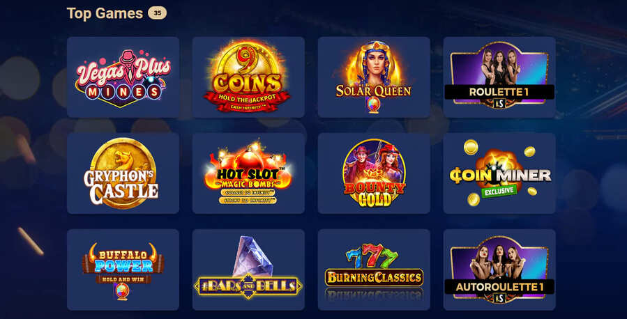 Elenco dei giochi di WinVegasPlus casino.