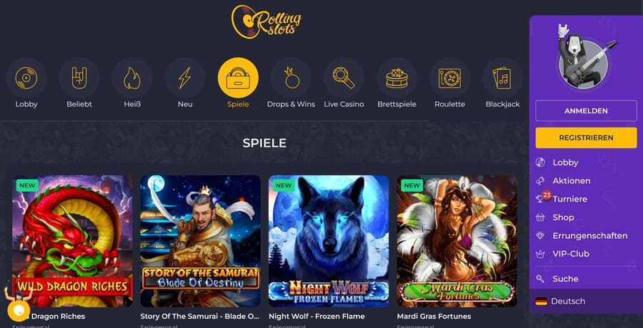Rolling Slots Casino Online Spiele.